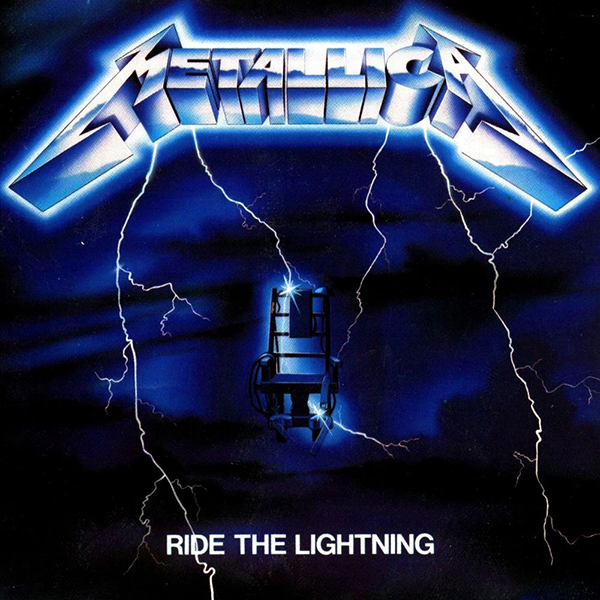band title with lightnings and on dark blue background